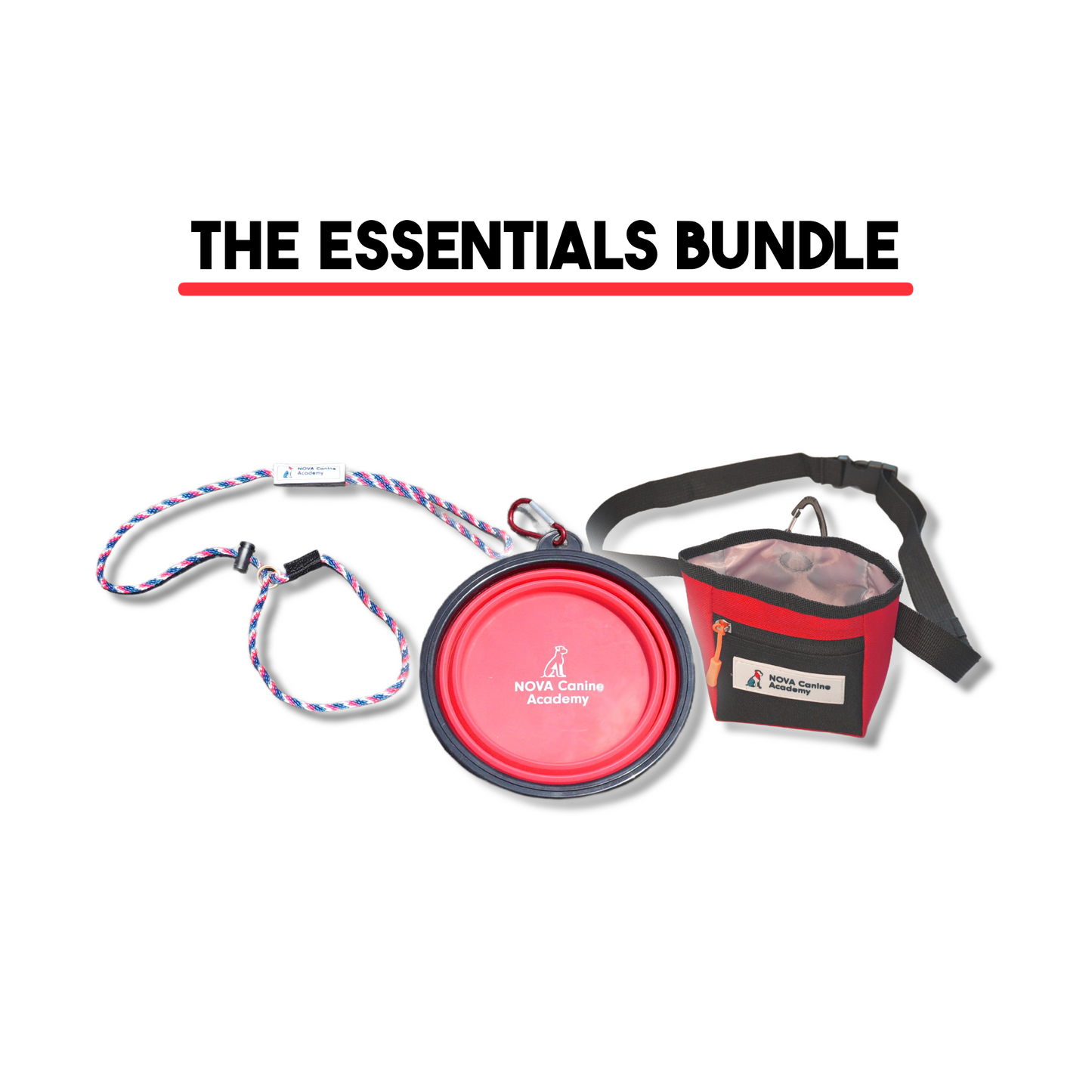 Training Essentials Bundle (Slip Lead, Treat Pouch, Dog Bowl)